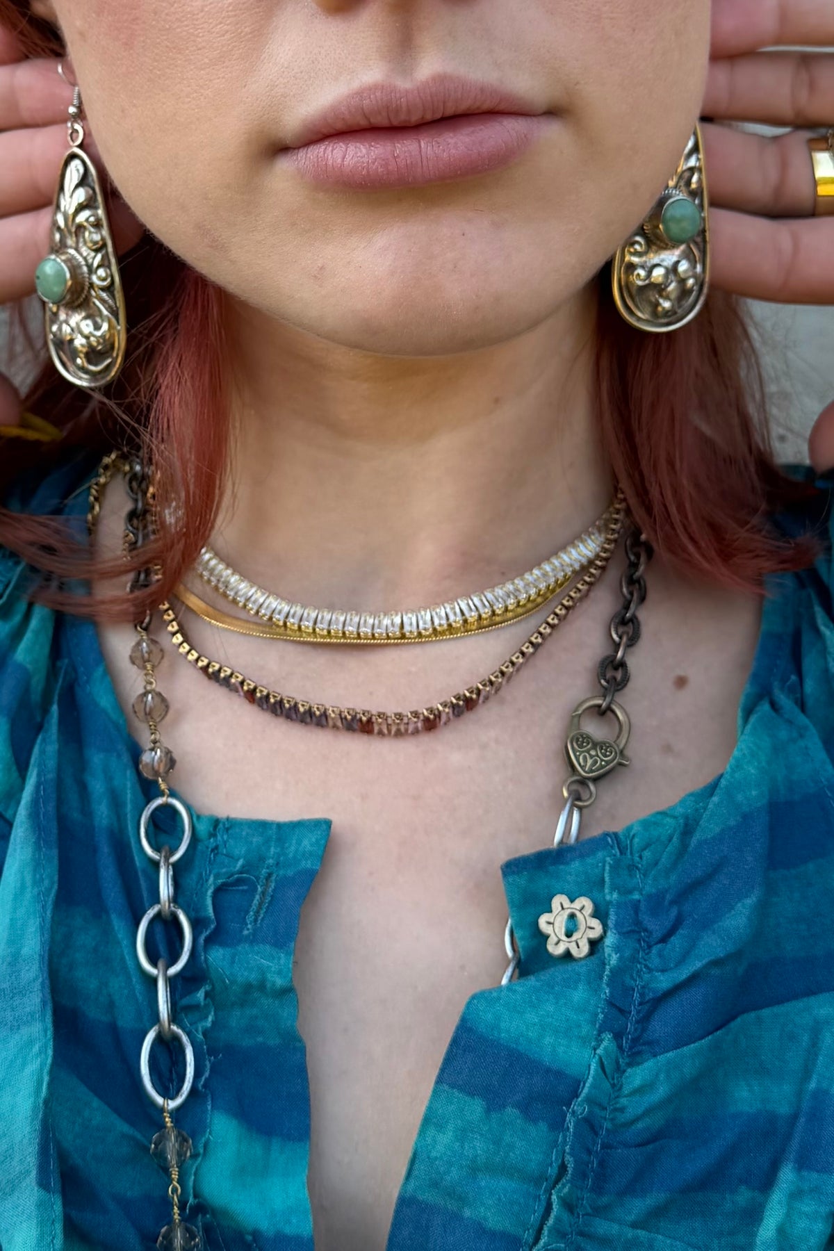 Turquoise & Scroll Earring