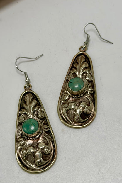 Turquoise & Scroll Earring