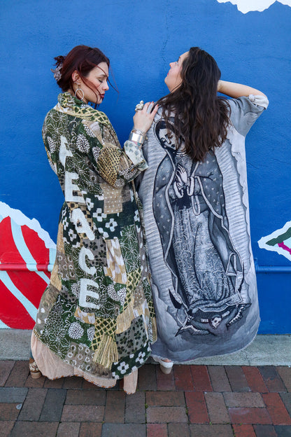 Peace Appliqué Duster Jacket