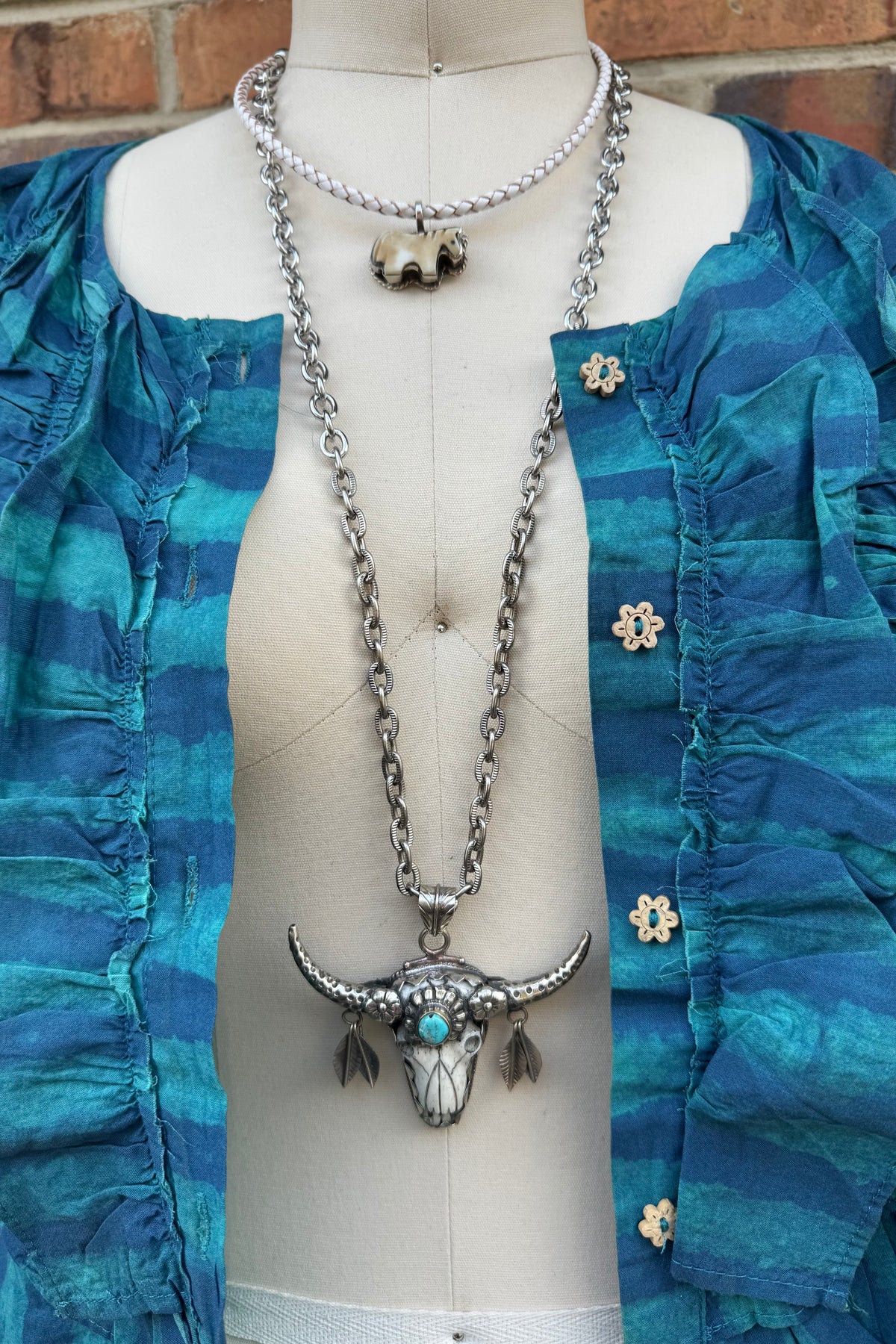 Just a lil bling Steer Head Necklace