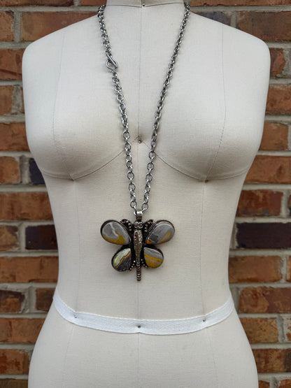 BB Jasper Butterfly Chain Necklace