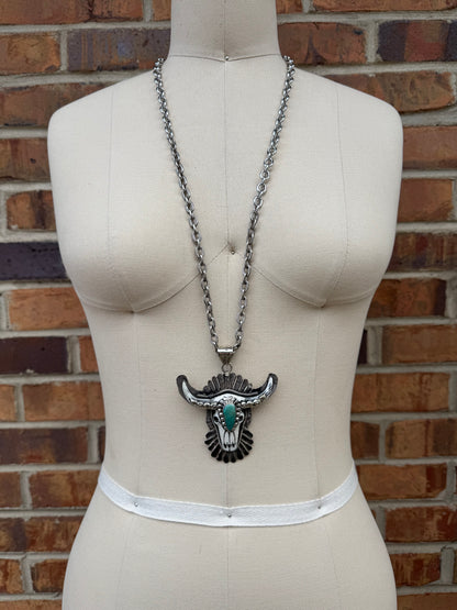 Heard Skull w/ Turquoise Necklace