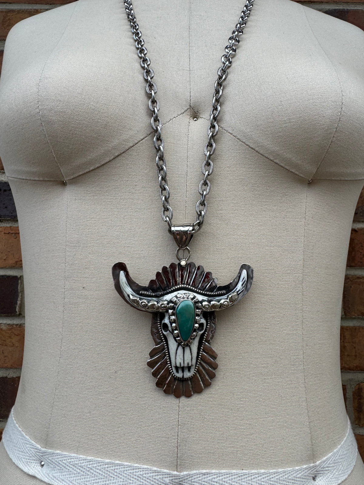 Heard Skull w/ Turquoise Necklace
