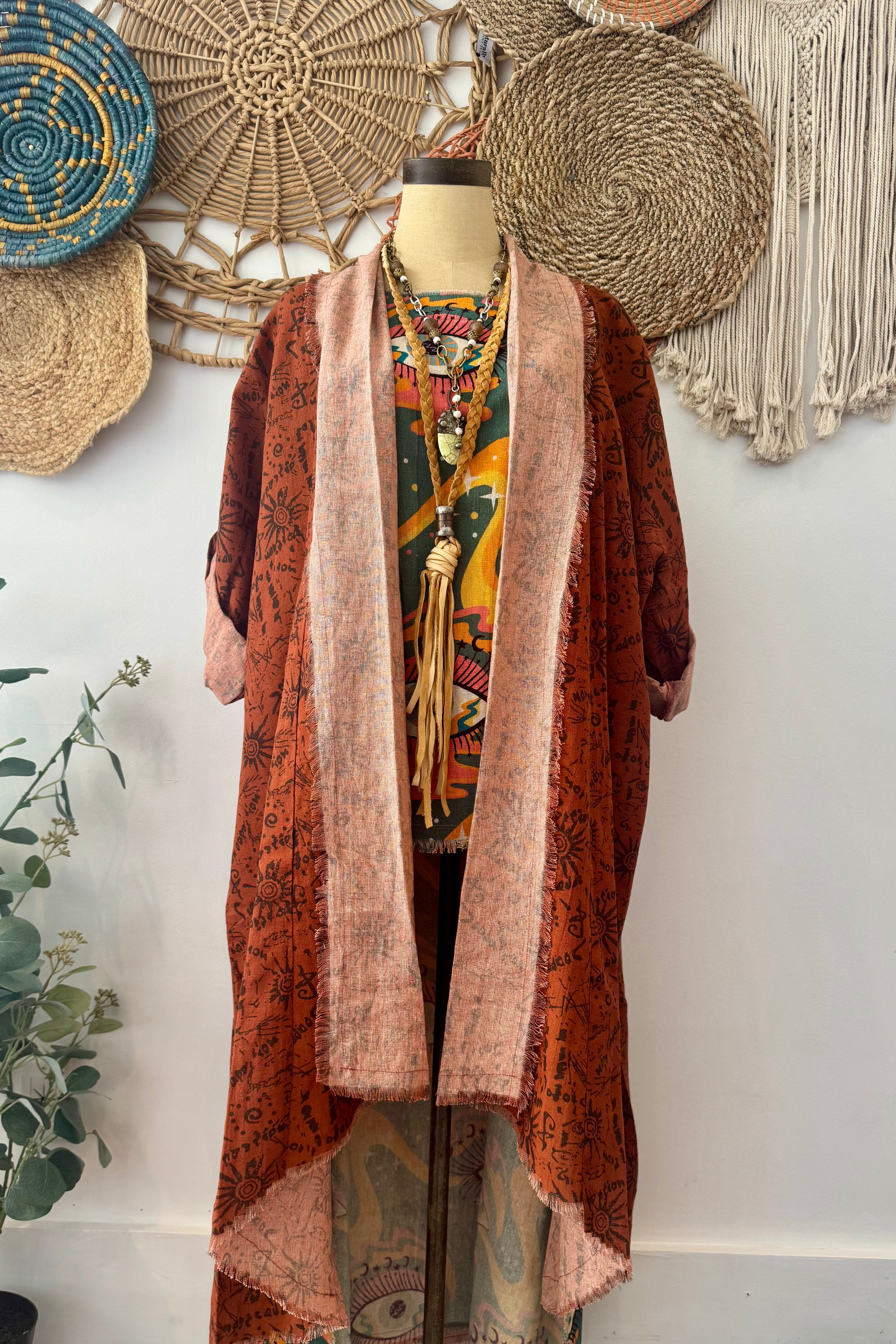 Eyes All Over YOU Psychedelic Linen Tunic Hi Lo Top