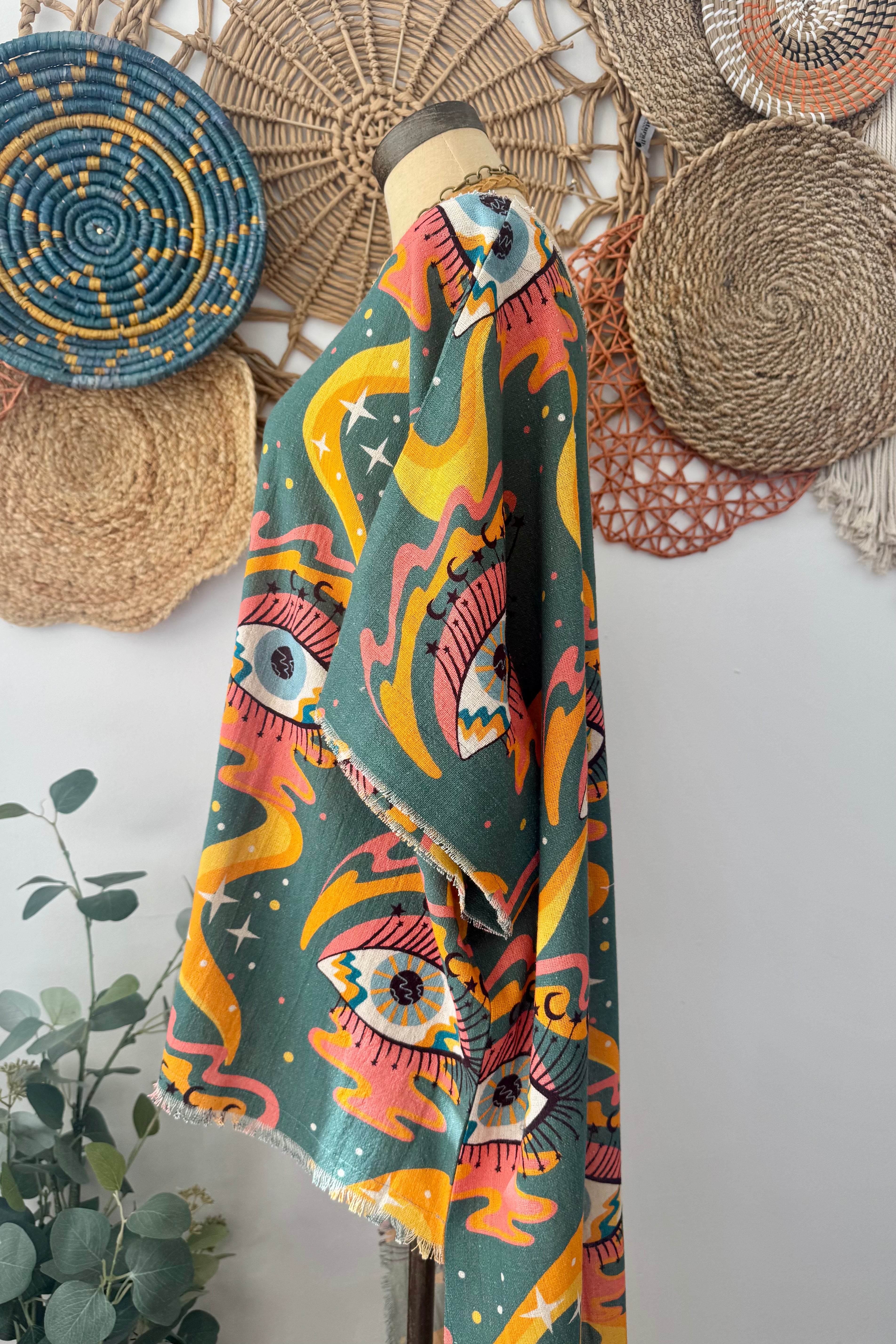 Eyes All Over YOU Psychedelic Linen Tunic Hi Lo Top
