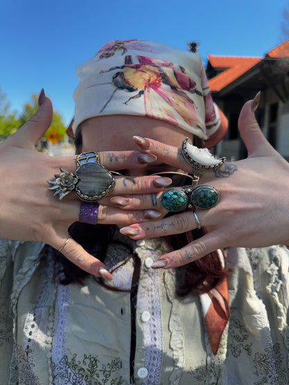 Turquoise Tibetan Silver Rings