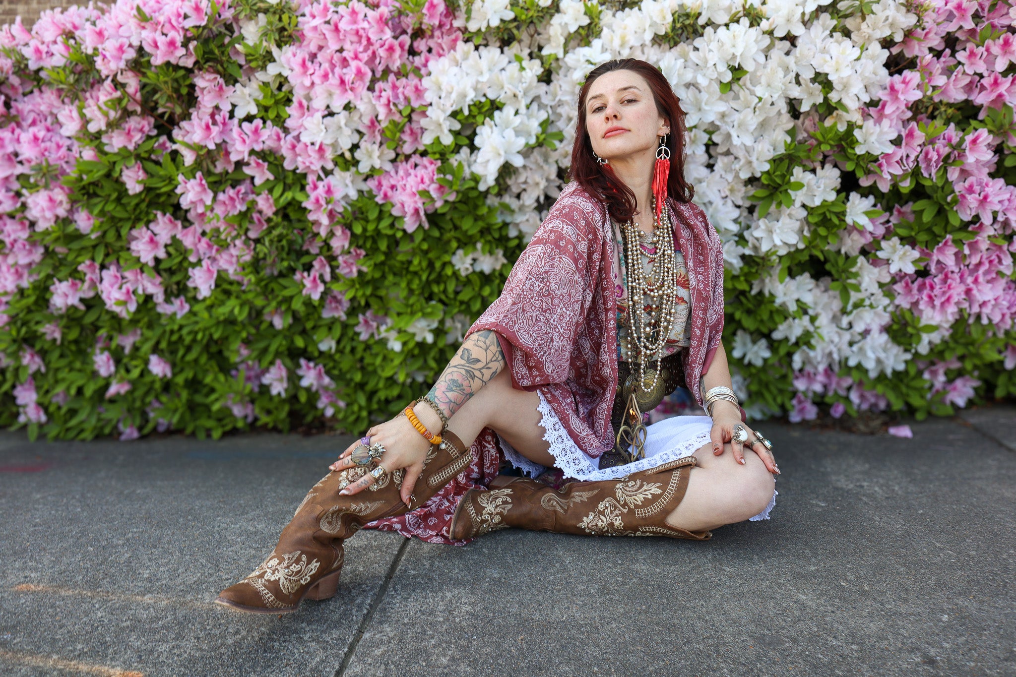 Ruffle Up High-Lo Top in Floral Combo