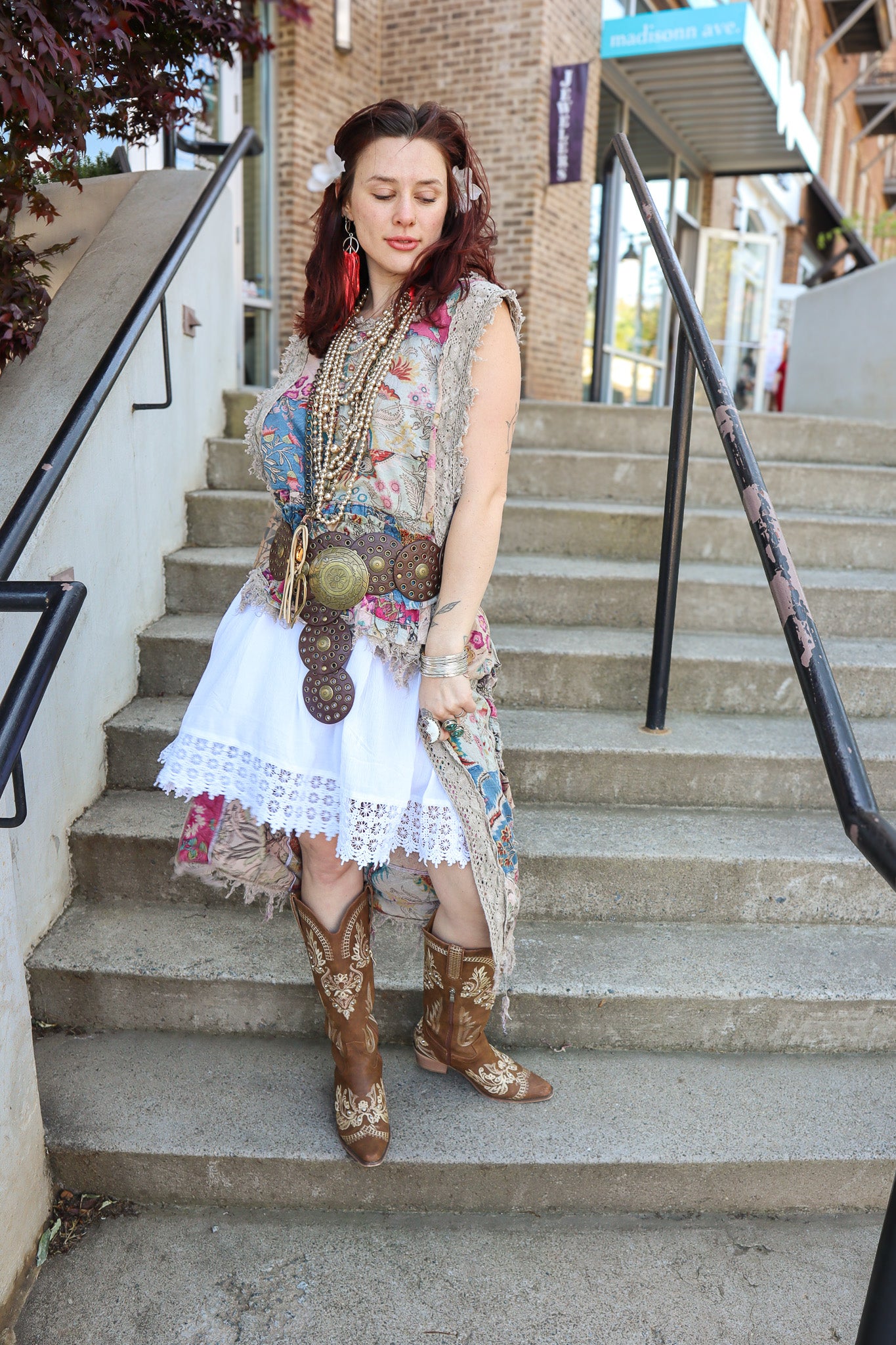 Ruffle Up High-Lo Top in Floral Combo