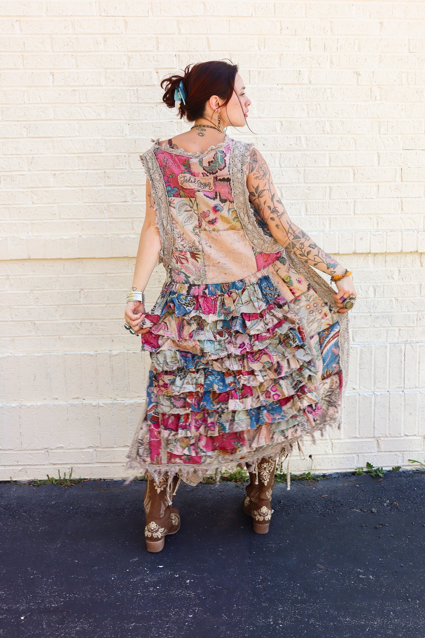 Ruffle Up High-Lo Top in Floral Combo