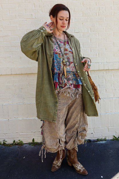 On the Run Cinched Capri Pants in Brown