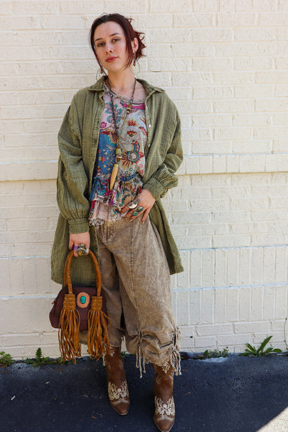 On the Run Cinched Capri Pants in Brown