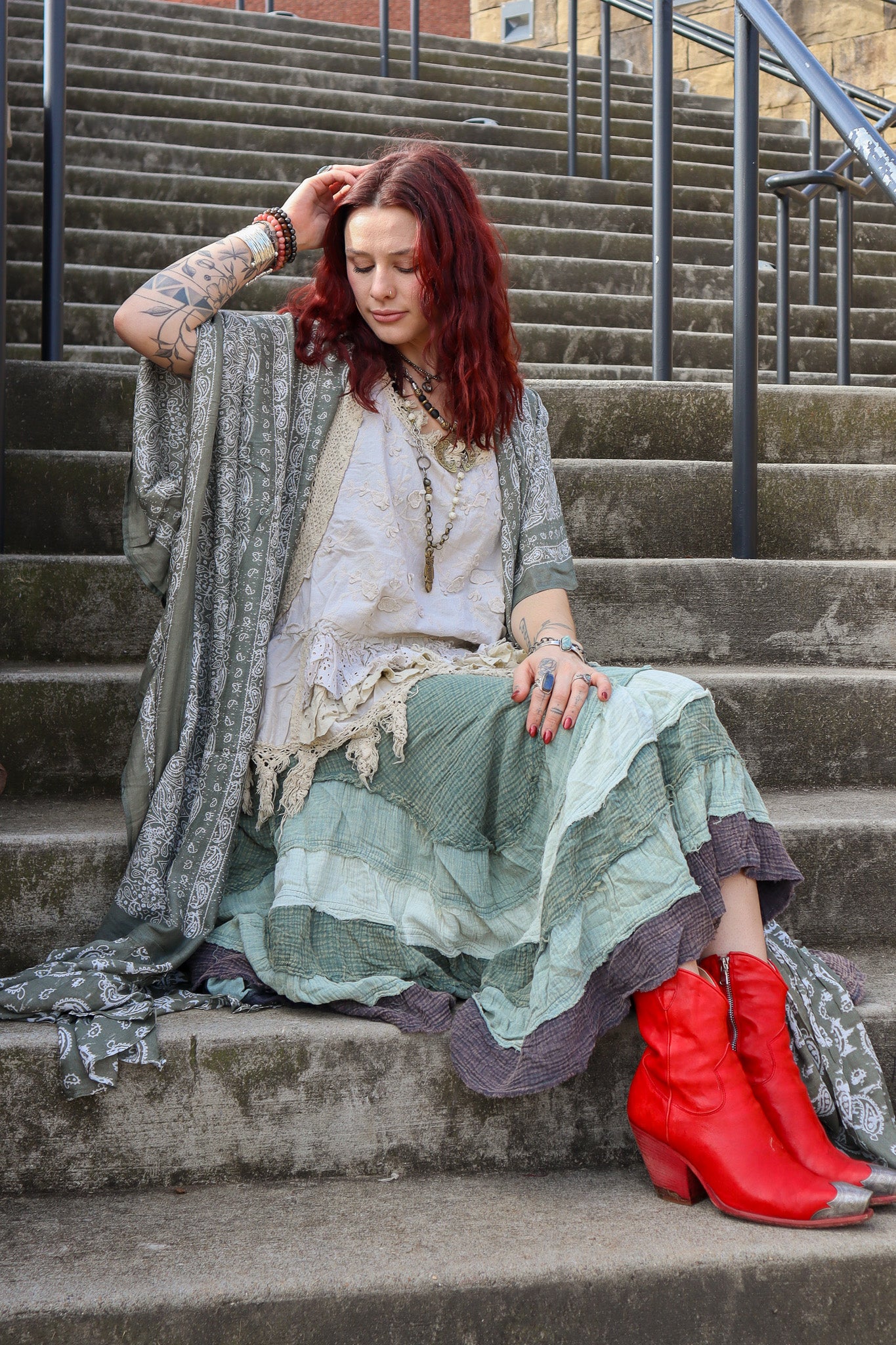 Sale - Wanderlust Boheme Layered Maxi Skirt
