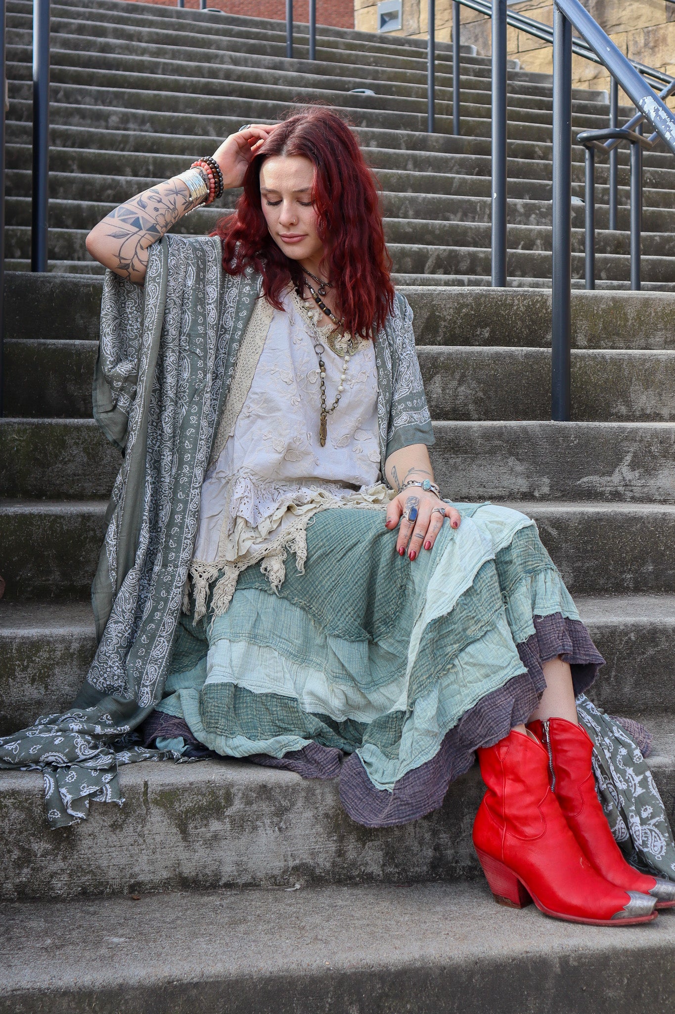 Sale - Wanderlust Boheme Layered Maxi Skirt
