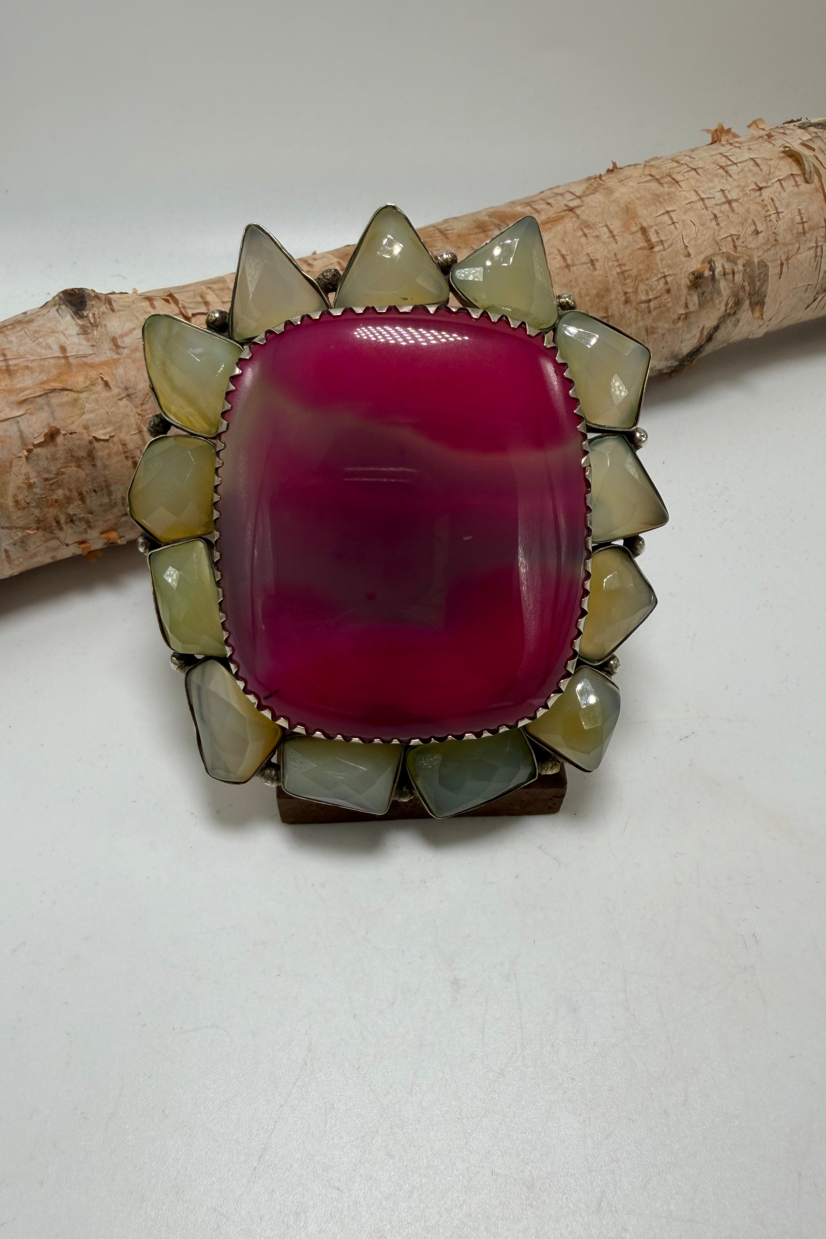 Pink Square Ring W/ Spike Stone