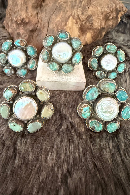 Turquoise And Pearl Ring