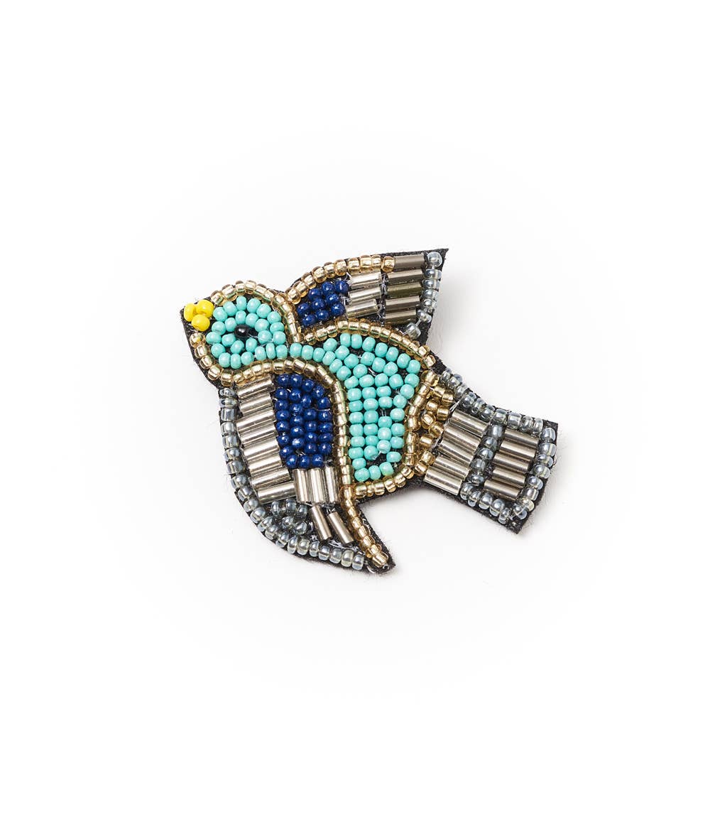 Bala Mani Beaded Bird Brooch Pin