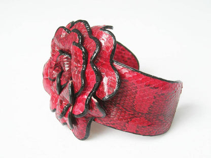 River Snake  flower leather cuff