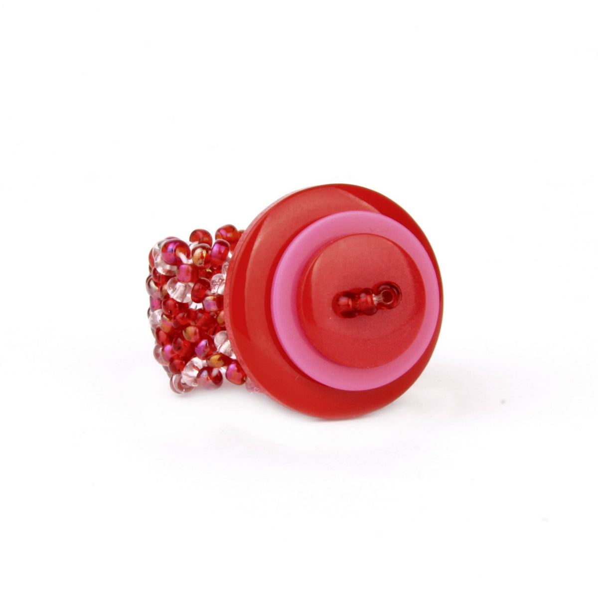 Button ring on hand beaded stretch band - Random in Color