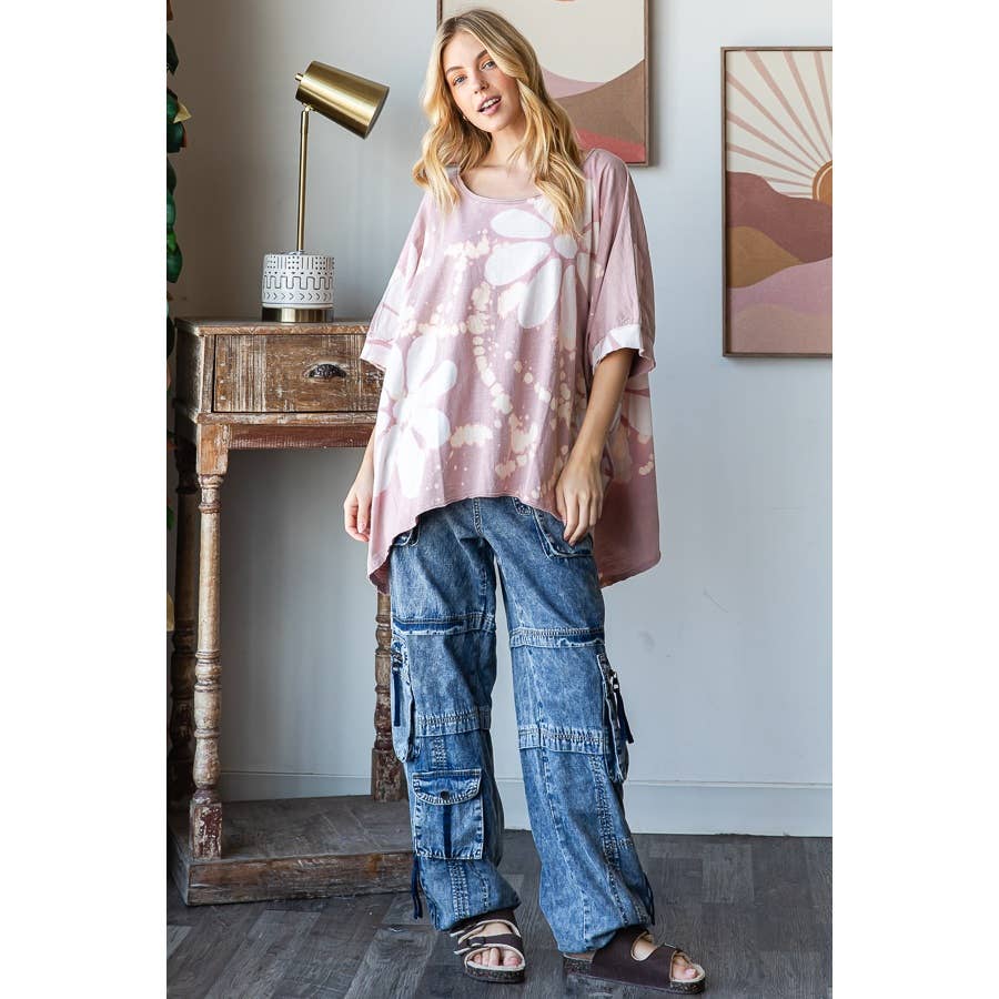 Big Dream Floral Bleached Oversized Top