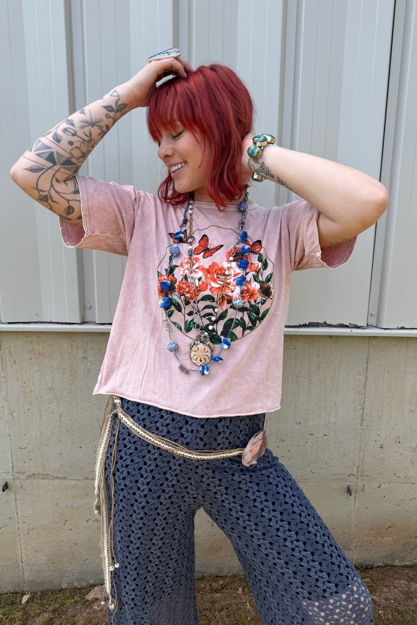 Abstract Blue Fabric Ball Necklace - ivyandlavyboutique ivyandlavyboutique