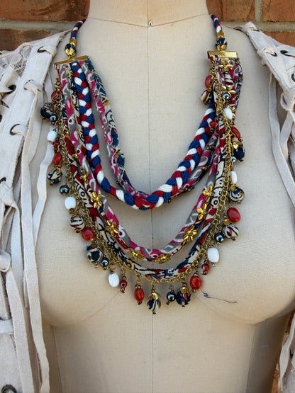 Abstract Layered Fabric Ball Necklace - ivyandlavyboutique ivyandlavyboutique