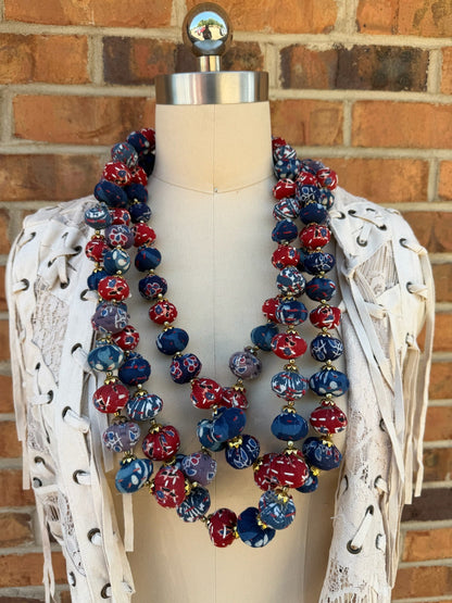 Abstract Wrapped Fabric Ball Necklace - ivyandlavyboutique ivyandlavyboutique