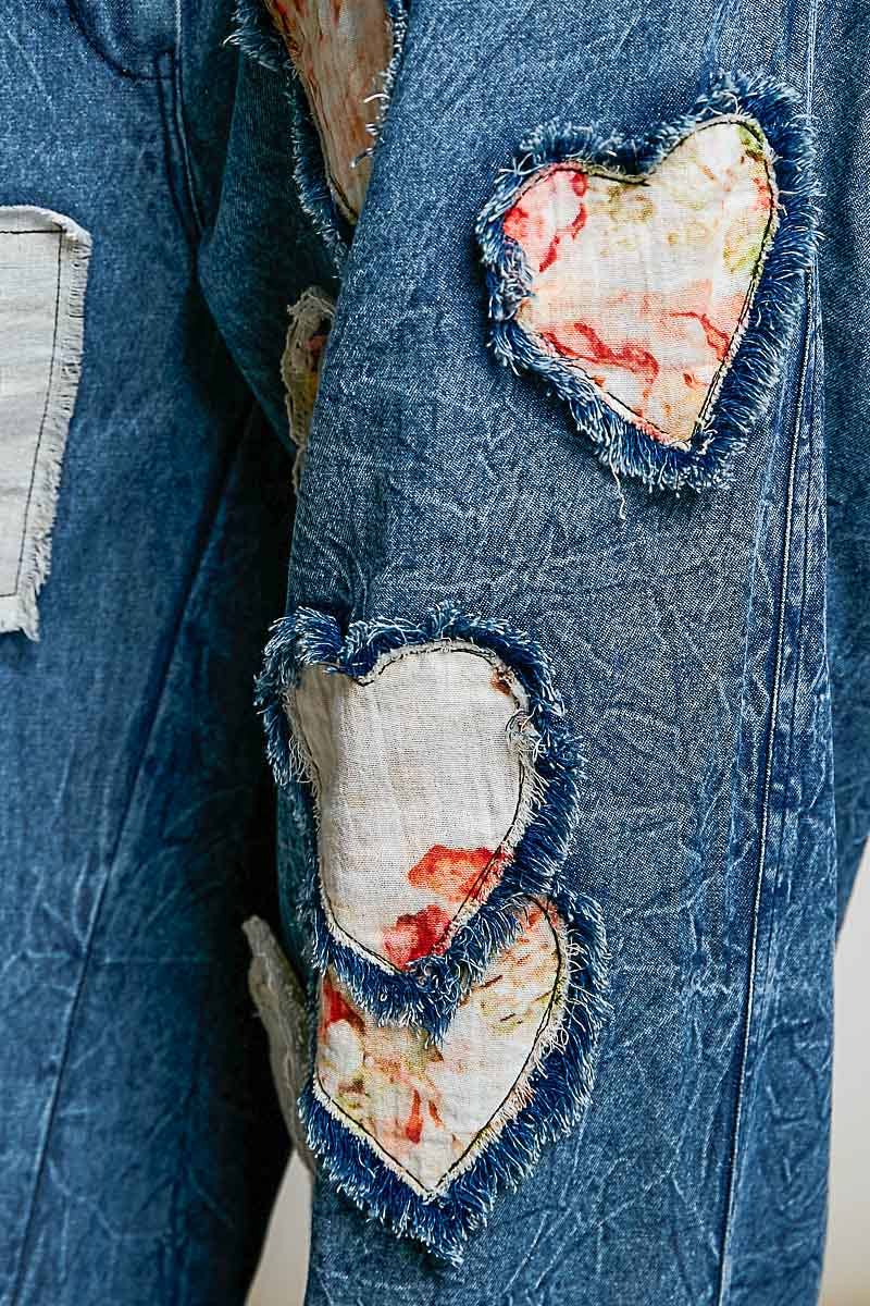 After your Heart Patch Elastic Waistband Adjustable Button Woven Pants - ivyandlavyboutique Pol Clothing
