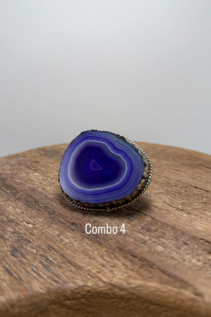 Agate Geode Slab Ring in Blues - ivyandlavyboutique ivyandlavyboutique
