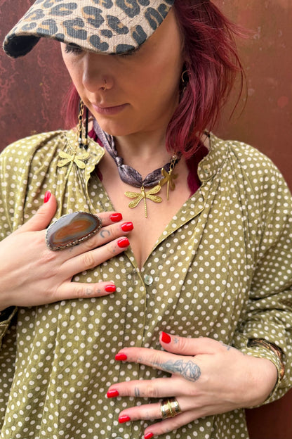 Agate Geode Slab Ring in Browns - ivyandlavyboutique ivyandlavyboutique