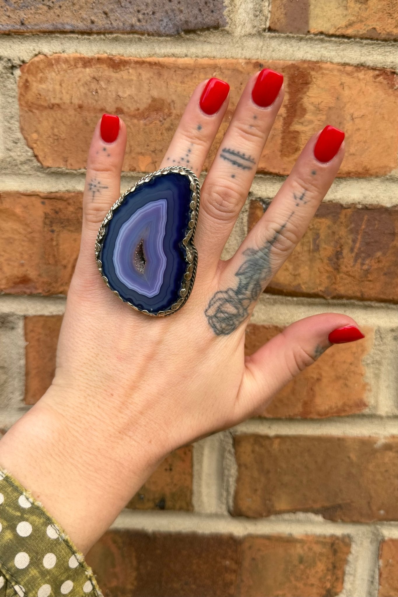 Agate Geode Slab Rings In Navy Blues - ivyandlavyboutique ivyandlavyboutique