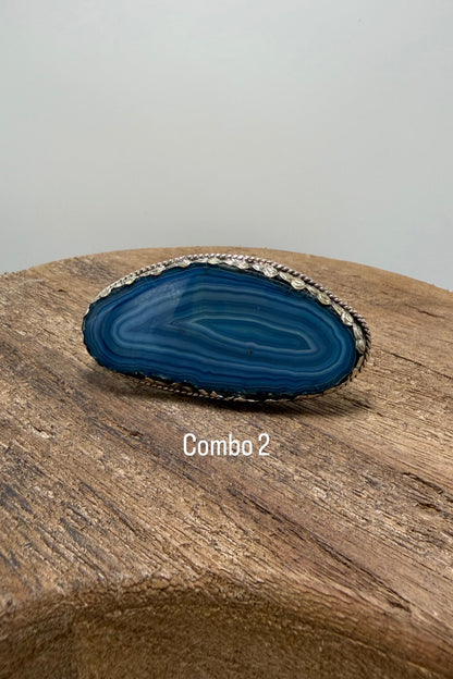 Agate GeodeSlab Rings In Bright Blues - ivyandlavyboutique ivyandlavyboutique