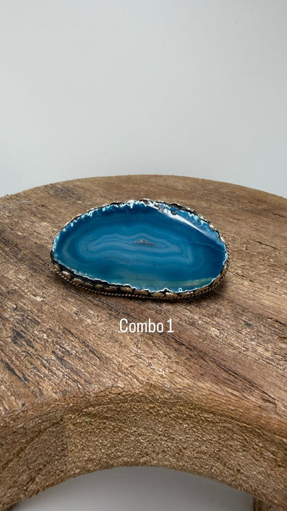 Agate GeodeSlab Rings In Bright Blues - ivyandlavyboutique ivyandlavyboutique