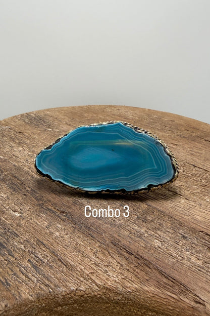 Agate GeodeSlab Rings In Bright Blues - ivyandlavyboutique ivyandlavyboutique