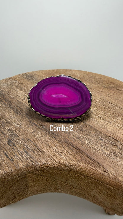 Agate Slab Ring in Pinks - ivyandlavyboutique ivyandlavyboutique