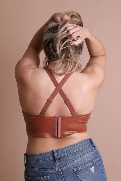 Alexis Faux Leather Longline Bralette Plus Size - ivyandlavyboutique Leto Accessories