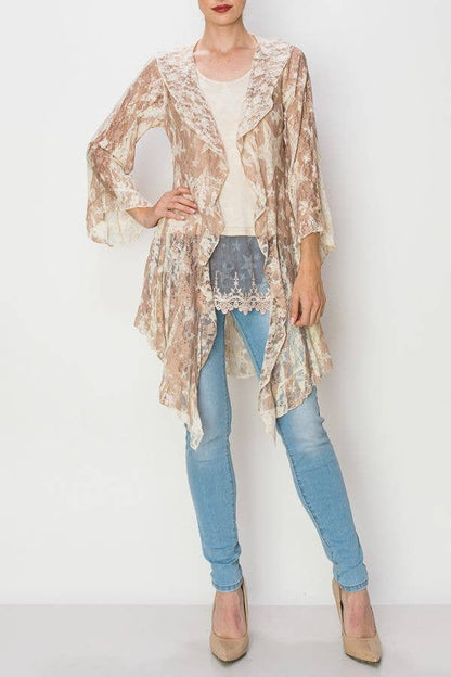 ALL LACE CARDIGAN WITH RUFFLES Tp Star - ivyandlavyboutique Origami Apparel ~ Lace and Crochet inspired