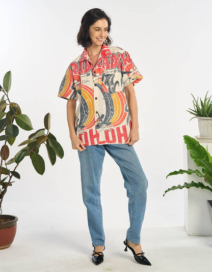 Aloha Collared Button Down Top - ivyandlavyboutique Kathmandu Imports