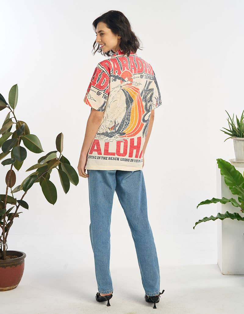 Aloha Collared Button Down Top - ivyandlavyboutique Kathmandu Imports