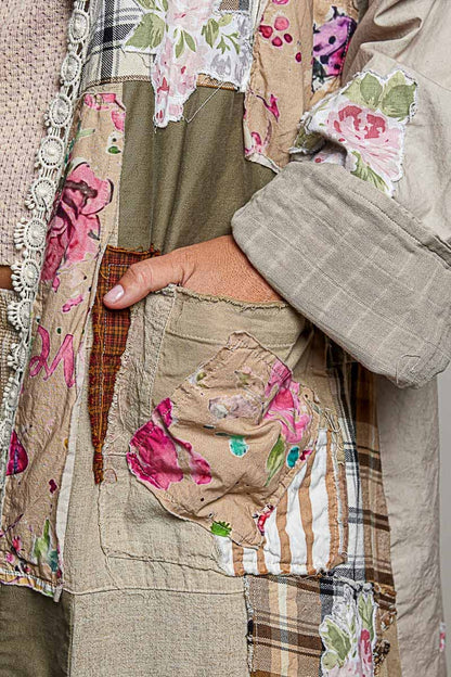 Anastasia Lace Trim Patchwork Applique Accents Maxi Cardigan - ivyandlavyboutique Pol Clothing