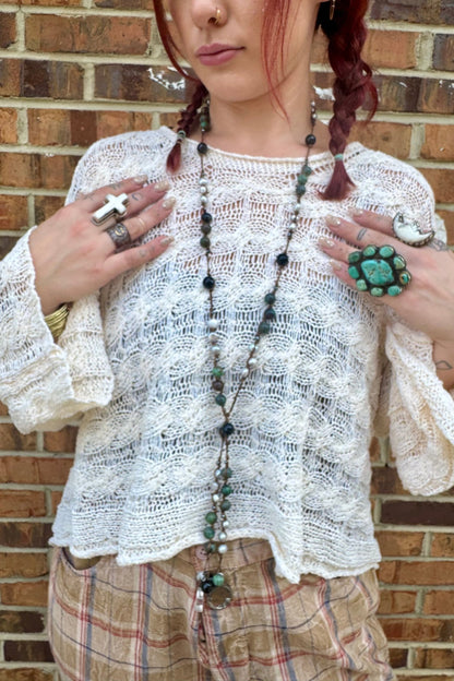 Angel Baby Crop Twisted Cable Sweater - ivyandlavyboutique Pol Clothing