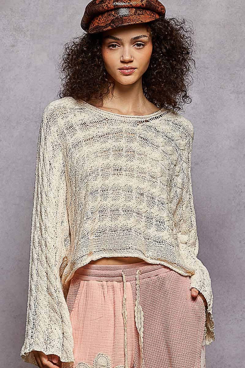 Angel Baby Crop Twisted Cable Sweater - ivyandlavyboutique Pol Clothing