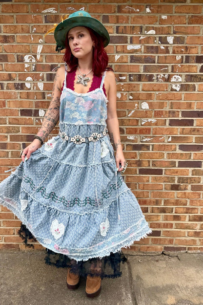 Annabella Twirl Denim Maxi Dress - ivyandlavyboutique Pol Clothing