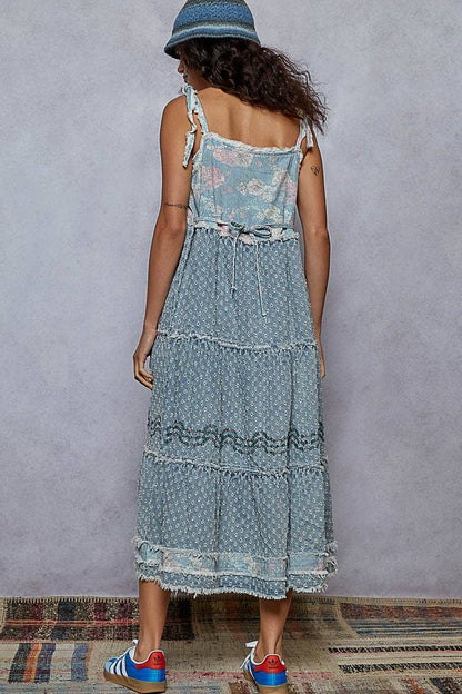 Annabella Twirl Denim Maxi Dress - ivyandlavyboutique Pol Clothing