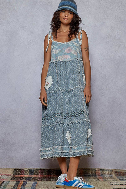 Annabella Twirl Denim Maxi Dress - ivyandlavyboutique Pol Clothing