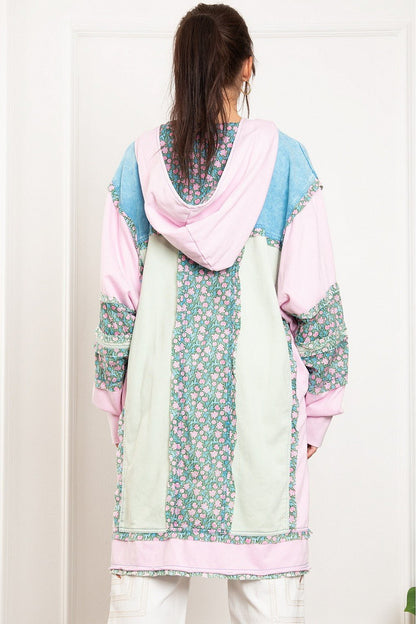 Annie Mae Floral Contrast Tunic Top - ivyandlavyboutique Blue Velvet