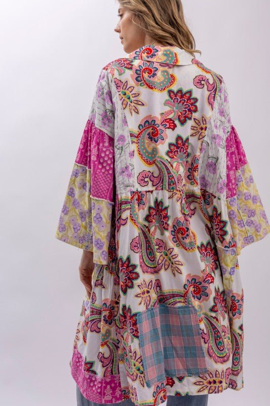 Aphrodite Multi Mix Patchwork Collard Jacket - ivyandlavyboutique Blue Velvet