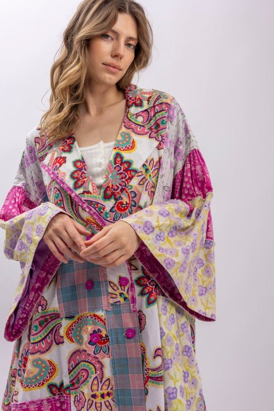 Aphrodite Multi Mix Patchwork Collard Jacket - ivyandlavyboutique Blue Velvet