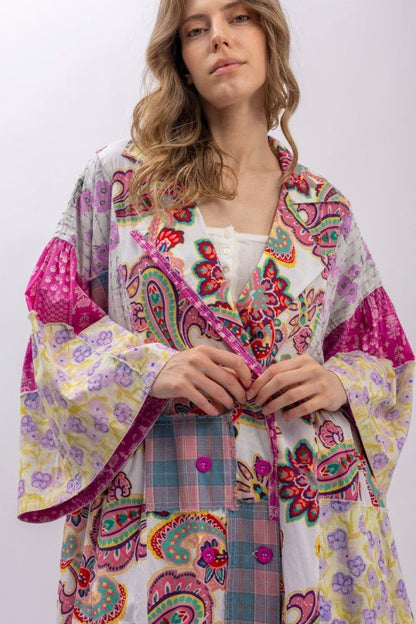 Aphrodite Multi Mix Patchwork Collard Jacket - ivyandlavyboutique Blue Velvet