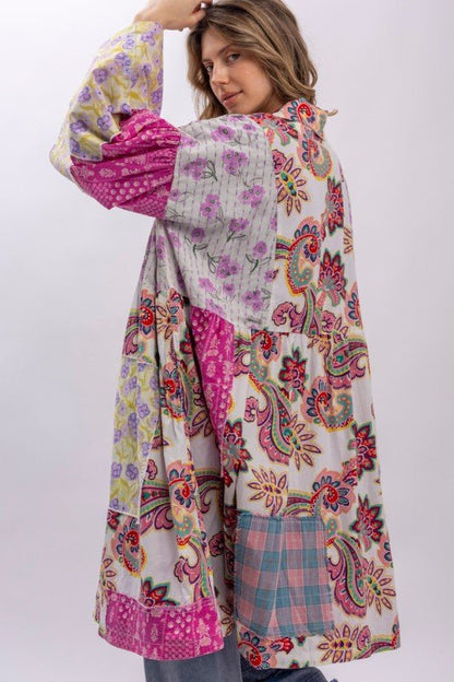 Aphrodite Multi Mix Patchwork Collard Jacket - ivyandlavyboutique Blue Velvet