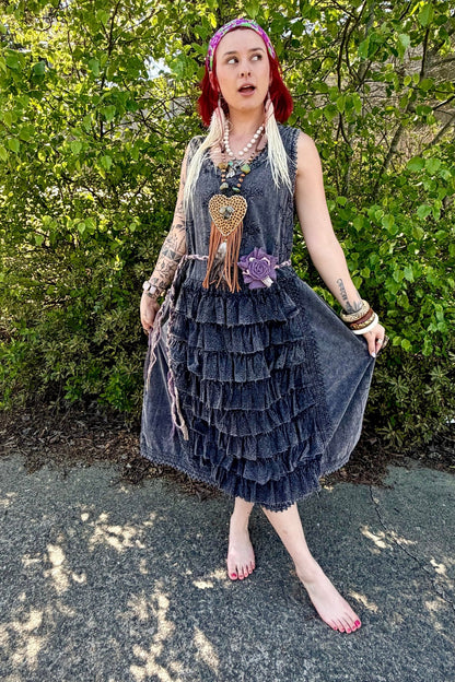 Aphrodite Sleeveless Ruffle Dress - ivyandlavyboutique Blue Velvet